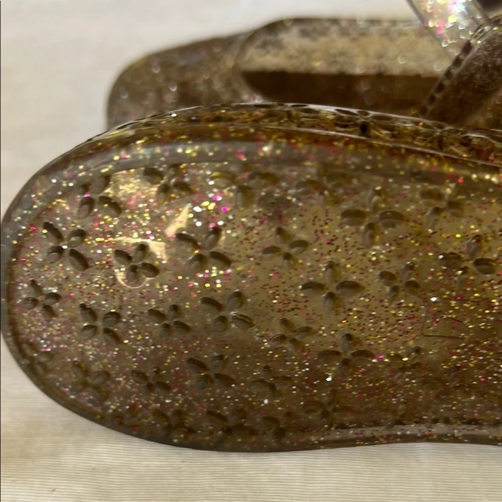 Source Unknown Brown/ pink Glitter Dress Shoes mini Melissa style #201